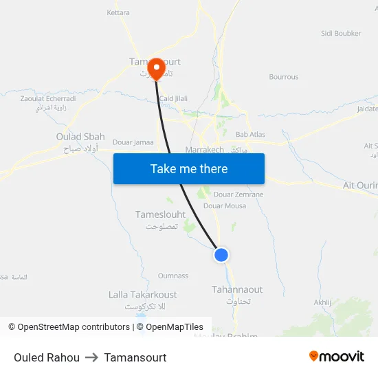 Ouled Rahou to Tamansourt map