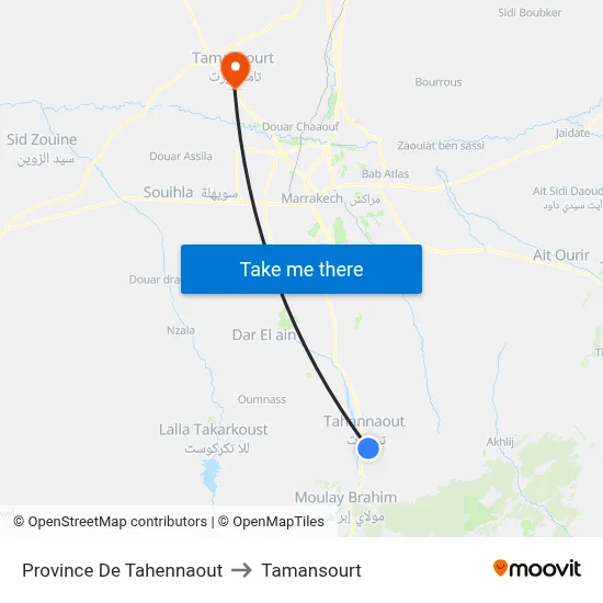 Province De Tahennaout to Tamansourt map