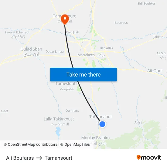 Ali Boufarss to Tamansourt map