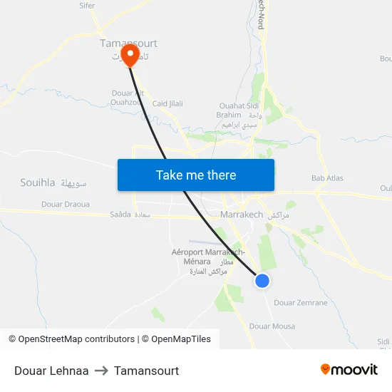 Douar Lehnaa to Tamansourt map