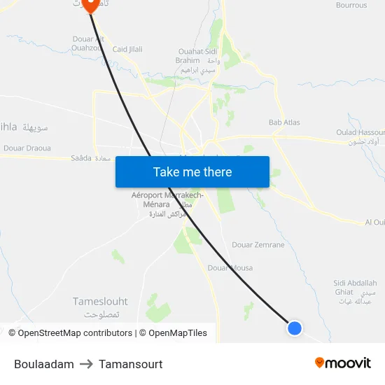 Boulaadam to Tamansourt map
