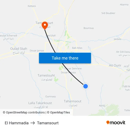 El Hammadia to Tamansourt map