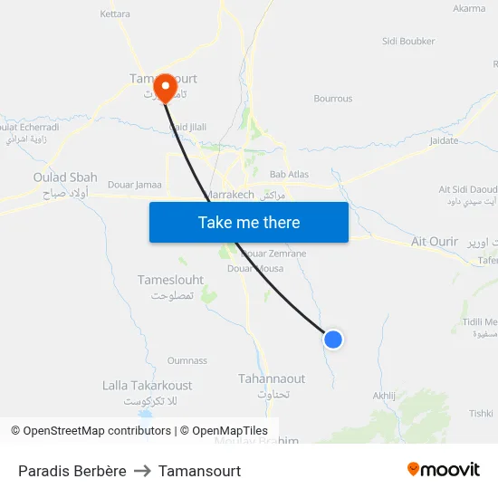 Berber Paradise to Tamansourt map