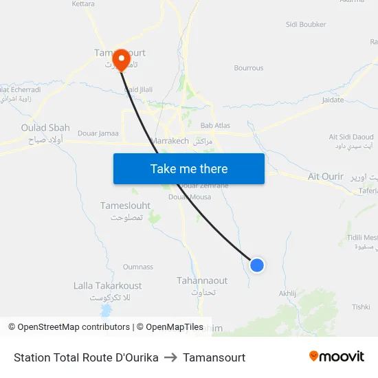 Station Total Route D'Ourika to Tamansourt map