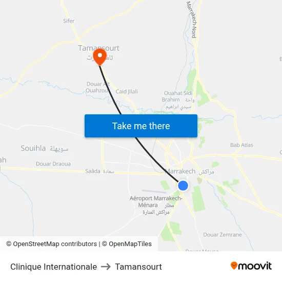 Clinique Internationale to Tamansourt map