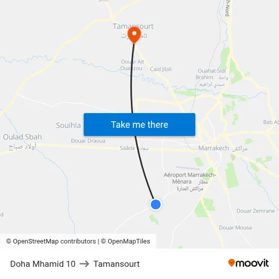 Doha Mhamid 10 to Tamansourt map