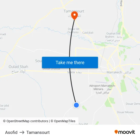 Asofid to Tamansourt map