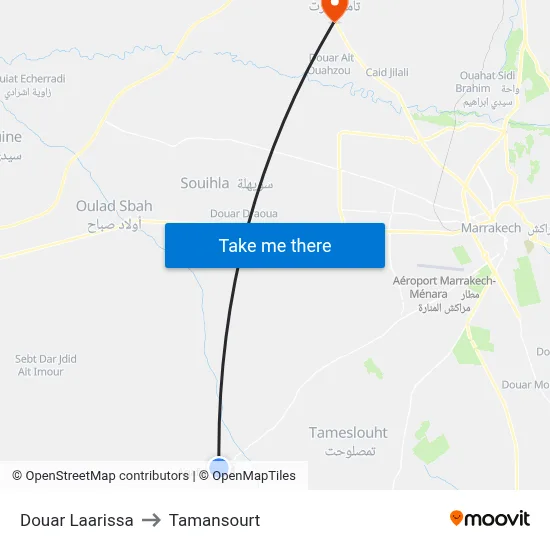 Douar Laarissa to Tamansourt map