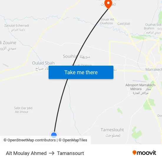 Aït Moulay Ahmed to Tamansourt map