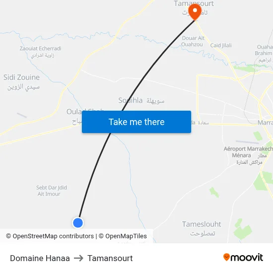 Domaine Hanaa to Tamansourt map