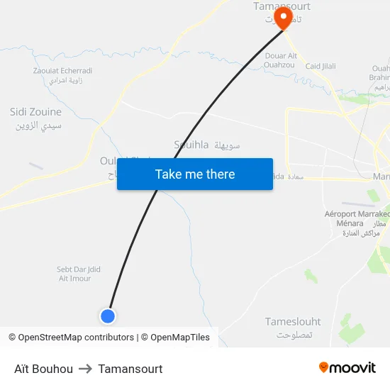 Aït Bouhou to Tamansourt map