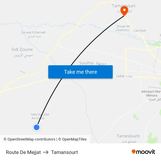 Route De Mejjat to Tamansourt map