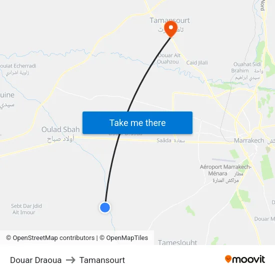 Douar Draoua to Tamansourt map