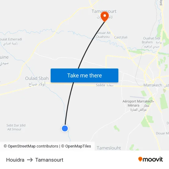 Houidra to Tamansourt map