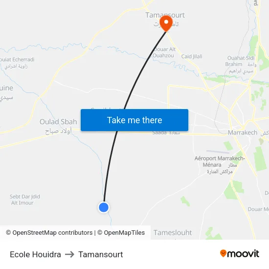 Ecole Houidra to Tamansourt map