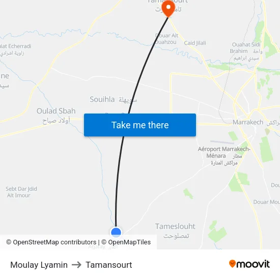 Moulay Lyamin to Tamansourt map
