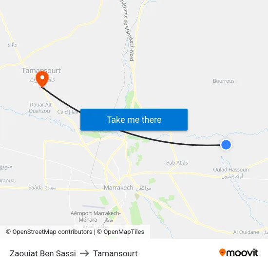 Zaouiat Ben Sassi to Tamansourt map