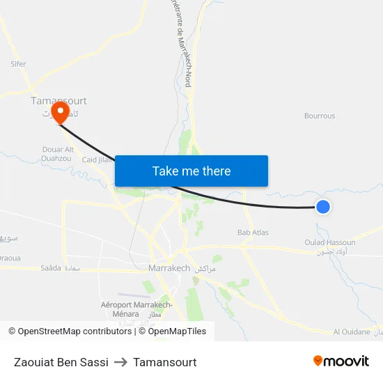Zaouiat Ben Sassi to Tamansourt map