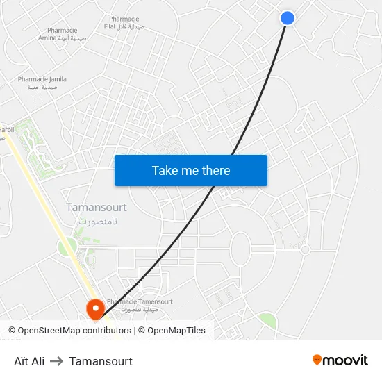 Aït Ali to Tamansourt map