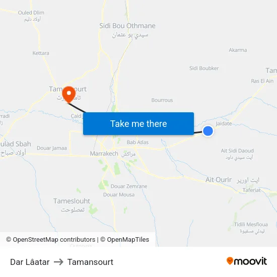 Dar Lâatar to Tamansourt map