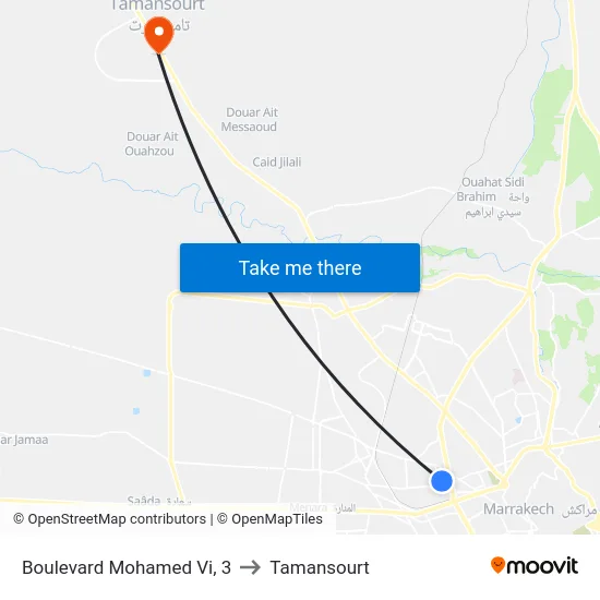 Boulevard Mohamed Vi, 3 to Tamansourt map
