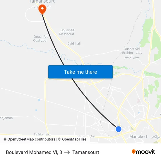 Boulevard Mohamed Vi, 3 to Tamansourt map