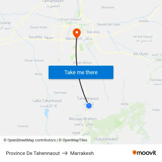 Province De Tahennaout to Marrakesh map