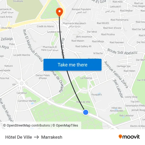 Hôtel De Ville to Marrakesh map