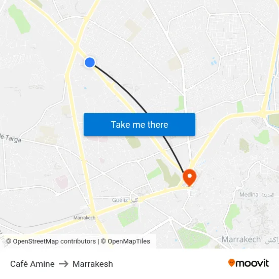 Café Amine to Marrakesh map