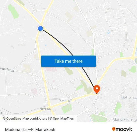 Mcdonald's to Marrakesh map