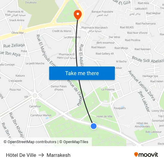 Hôtel De Ville to Marrakesh map