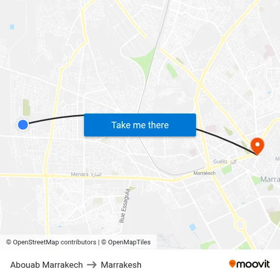 Abouab Marrakech to Marrakesh map