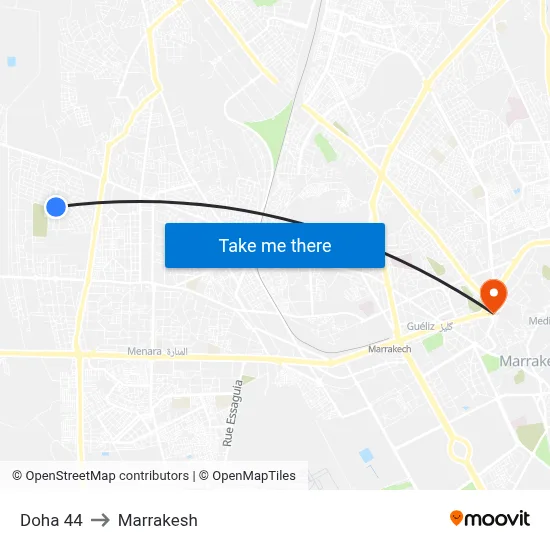 Doha 44 to Marrakesh map