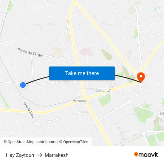 Hay Zaytoun to Marrakesh map