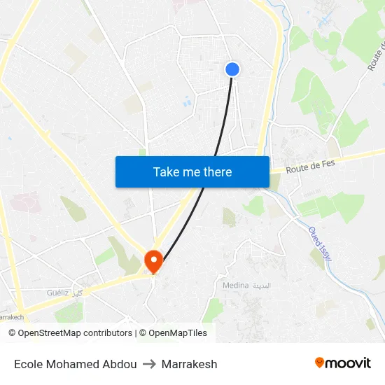 Ecole Mohamed Abdou to Marrakesh map