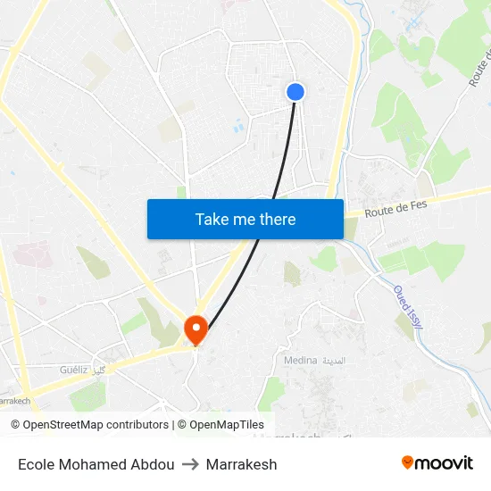 Ecole Mohamed Abdou to Marrakesh map