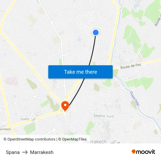 Spana to Marrakesh map