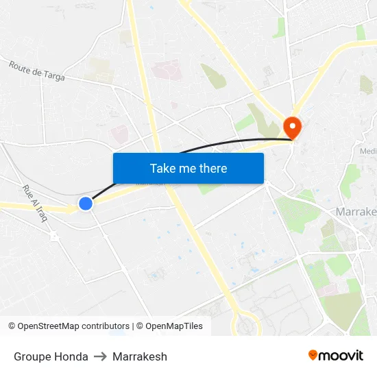 Groupe Honda to Marrakesh map