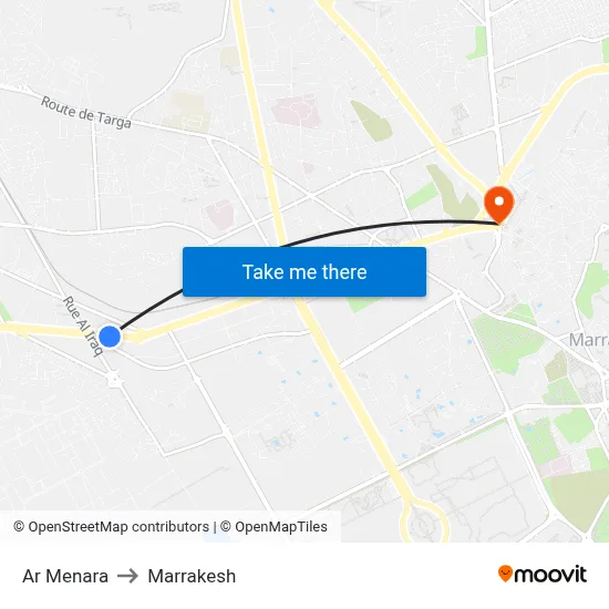 Ar Menara to Marrakesh map