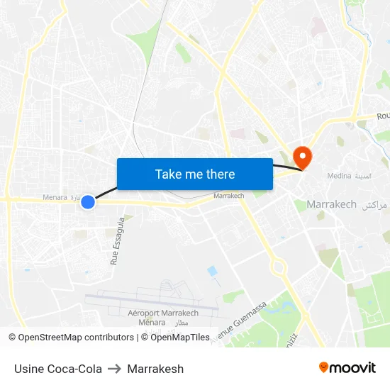 Usine Coca-Cola to Marrakesh map