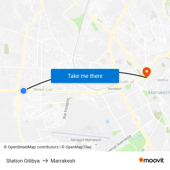 Station Oilibya to Marrakesh map