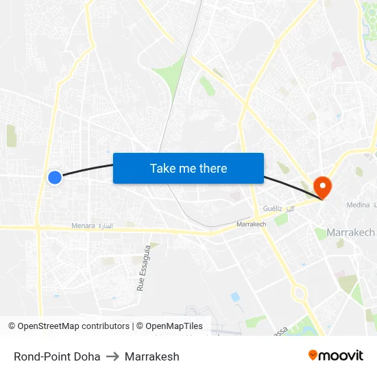 Rond-Point Doha to Marrakesh map