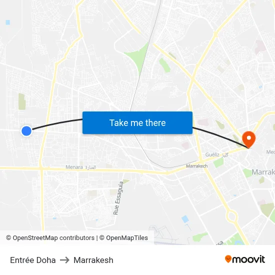 Entrée Doha to Marrakesh map