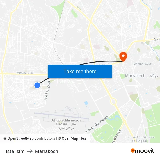 Ista Isim to Marrakesh map