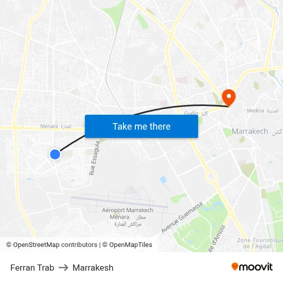 Ferran Trab to Marrakesh map