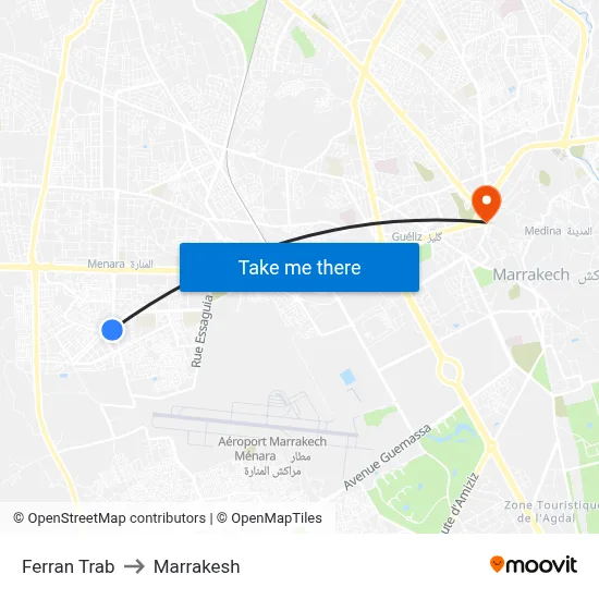 Ferran Trab to Marrakesh map