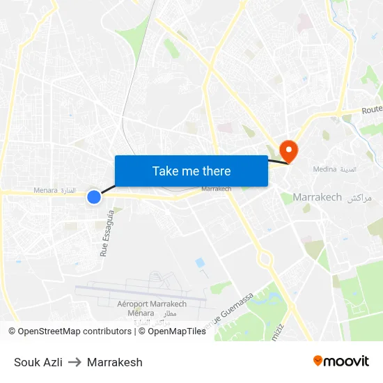 Souk Azli to Marrakesh map