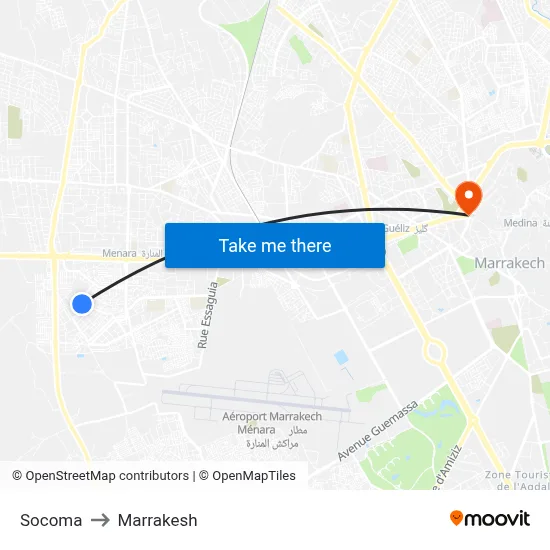 Socoma to Marrakesh map