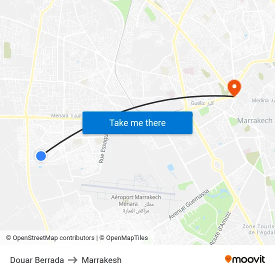 Douar Berrada to Marrakesh map