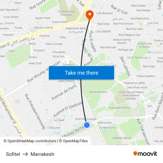 Sofitel to Marrakesh map